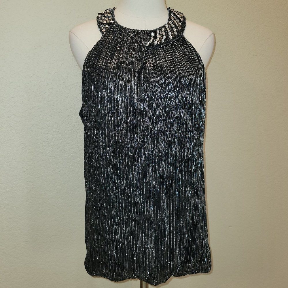 ALFANI Silver/Black Metallic Top Rhinestone/Beads